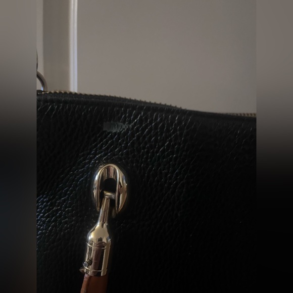 Valentina Italia Black Pebbled Leather Handbag Purse Crossbody W Gold Hardware - Picture 3 of 6